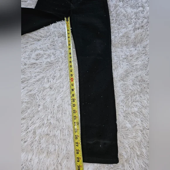 DG2 by Diane Gilman Black Skinny Jeans with Black Rhinestone Accents Womens 4 - Picture 5 of 9